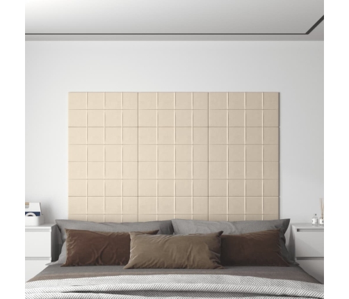 vidaXL Paneles de pared 12 uds terciopelo crema 60x30 cm 2,16 m²