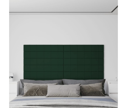 vidaXL Paneles de pared 12 uds tela verde oscuro 90x15 cm 1,62 m²