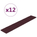 Paneles de pared 12 uds tela morado 90x15 cm 1,62 m²