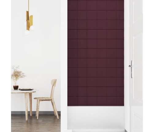 Paneles de pared 12 uds tela morado 90x15 cm 1,62 m²