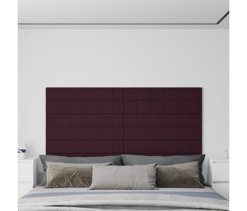 vidaXL Paneles de pared 12 uds tela morado 90x15 cm 1,62 m²