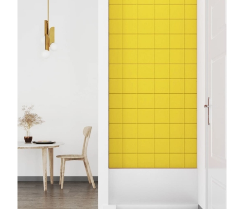 vidaXL Paneles de pared 12 uds tela amarillo claro 90x15 cm 1,62 m²