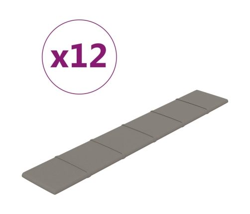 Paneles de pared 12 uds terciopelo gris claro 90x15 cm 1,62 m²