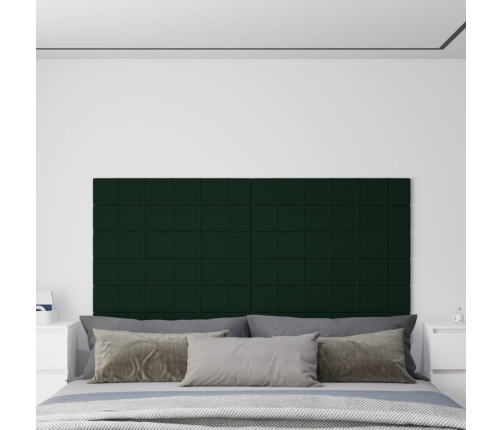 Paneles de pared 12 uds terciopelo verde oscuro 90x15 cm 1,62m²