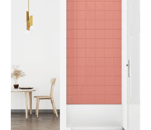 Paneles de pared 12 uds terciopelo rosa 90x15 cm 1,62 m²