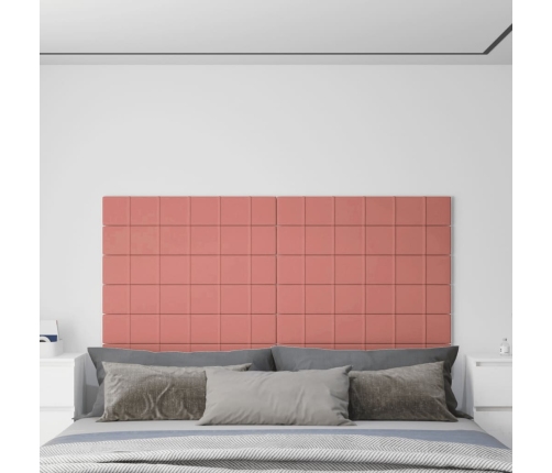 Paneles de pared 12 uds terciopelo rosa 90x15 cm 1,62 m²