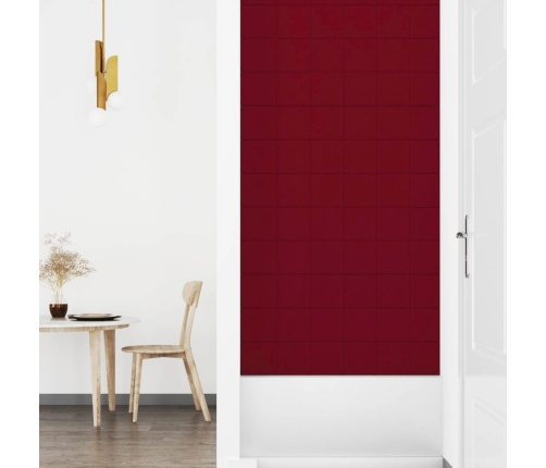 Paneles de pared 12 uds terciopelo rojo tinto 90x15 cm 1,62 m²