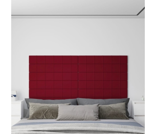 Paneles de pared 12 uds terciopelo rojo tinto 90x15 cm 1,62 m²