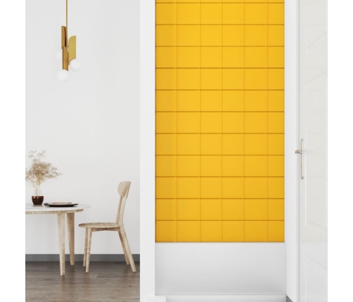 Paneles de pared 12 uds terciopelo amarillo 90x15 cm 1,62 m²