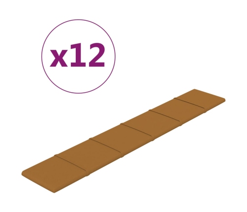 vidaXL Paneles de pared 12 uds terciopelo marrón 90x15 cm 1,62 m²