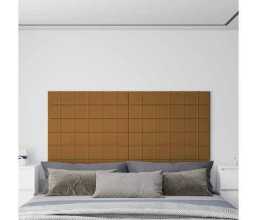 vidaXL Paneles de pared 12 uds terciopelo marrón 90x15 cm 1,62 m²