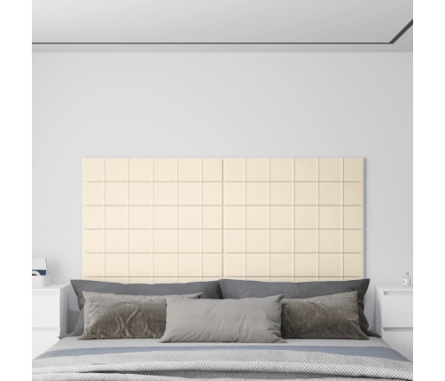 vidaXL Paneles de pared 12 uds terciopelo color crema 90x15 cm 1,62 m²