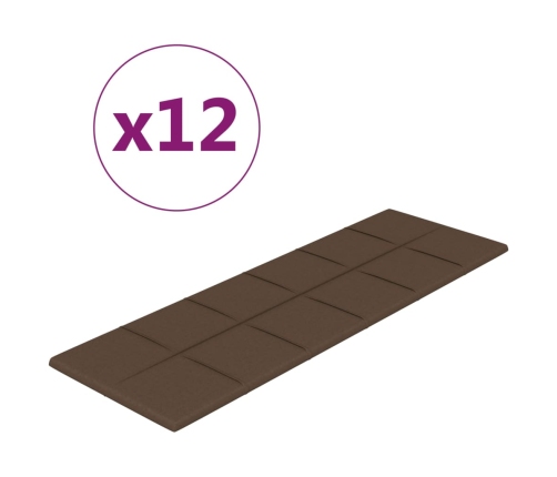 vidaXL Paneles de pared 12 uds tela marrón 90x30 cm 3,24 m²