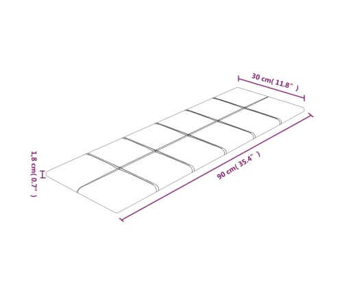 vidaXL Paneles de pared 12 uds tela marrón 90x30 cm 3,24 m²