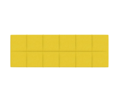 vidaXL Paneles de pared 12 uds tela amarillo claro 90x30 cm 3,24 m²