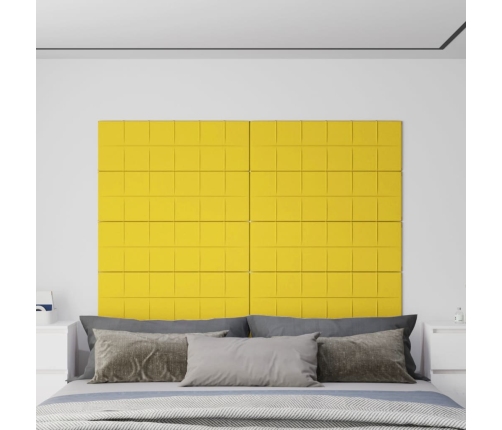 vidaXL Paneles de pared 12 uds tela amarillo claro 90x30 cm 3,24 m²