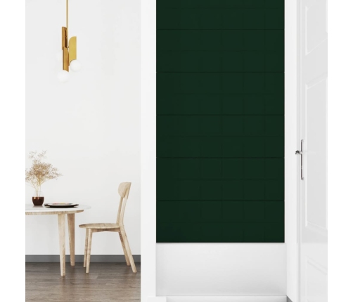 vidaXL Paneles de pared 12 uds terciopelo verde oscuro 90x30cm 3,24 m²