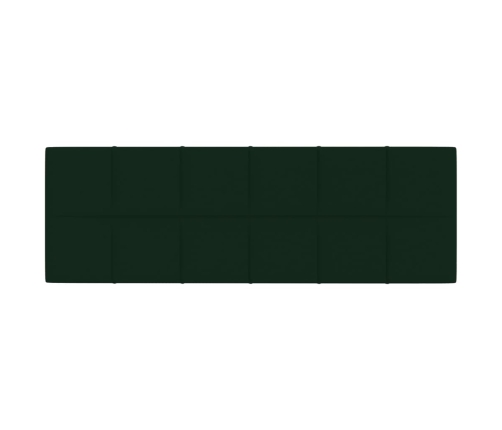 vidaXL Paneles de pared 12 uds terciopelo verde oscuro 90x30cm 3,24 m²