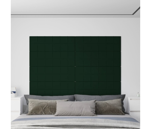 vidaXL Paneles de pared 12 uds terciopelo verde oscuro 90x30cm 3,24 m²