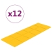 Paneles de pared 12 uds terciopelo amarillo 90x30 cm 3,24 m²