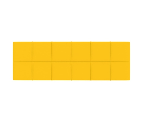 Paneles de pared 12 uds terciopelo amarillo 90x30 cm 3,24 m²