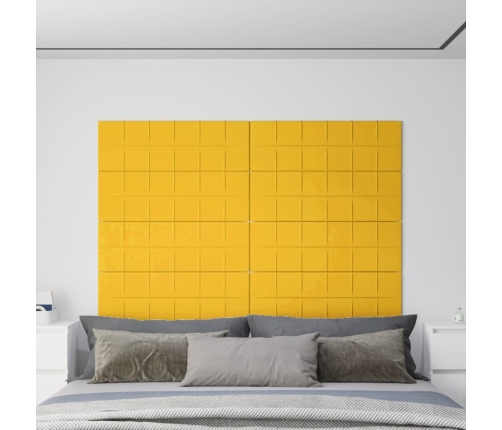 Paneles de pared 12 uds terciopelo amarillo 90x30 cm 3,24 m²