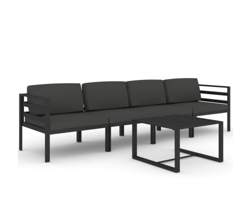 Set muebles de jardín 5 pzas y cojines aluminio gris antracita
