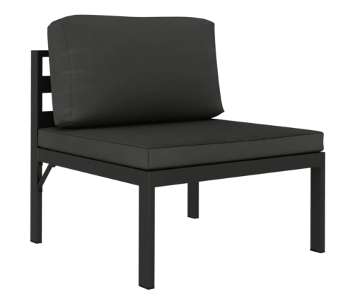 Set muebles de jardín 5 pzas y cojines aluminio gris antracita