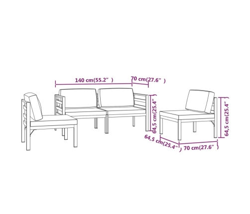 Set muebles de jardín 4 pzas y cojines aluminio gris antracita