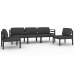 Set muebles de jardín 5 pzas y cojines aluminio gris antracita