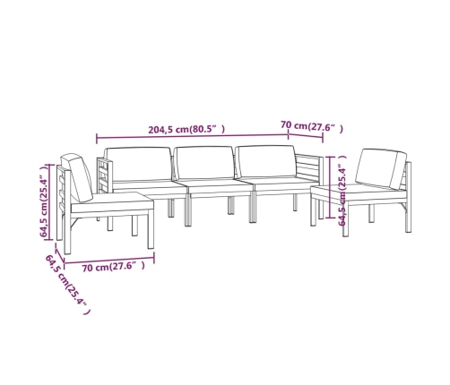 Set muebles de jardín 5 pzas y cojines aluminio gris antracita