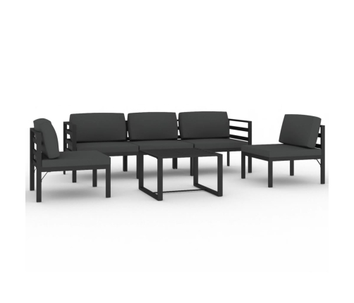 Set muebles de jardín 6 pzas y cojines aluminio gris antracita