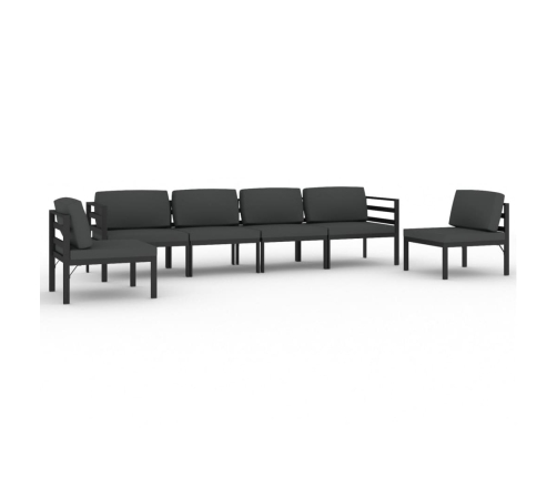 Set muebles de jardín 6 pzas y cojines aluminio gris antracita
