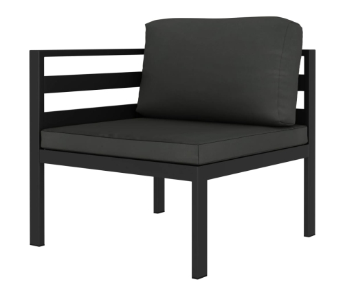 Set muebles de jardín 6 pzas y cojines aluminio gris antracita