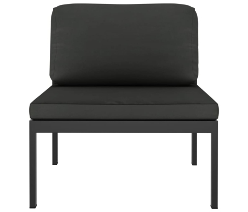 Set muebles de jardín 6 pzas y cojines aluminio gris antracita