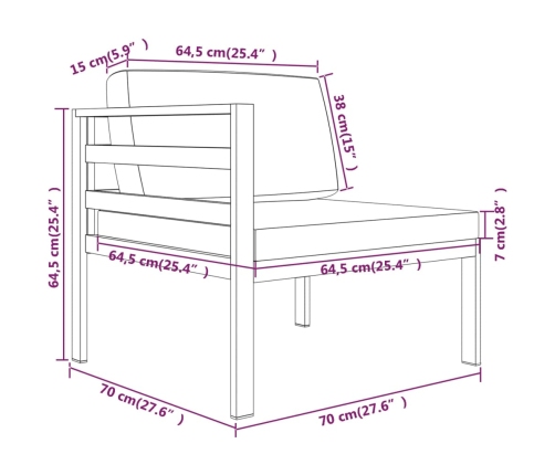 Set muebles de jardín 6 pzas y cojines aluminio gris antracita