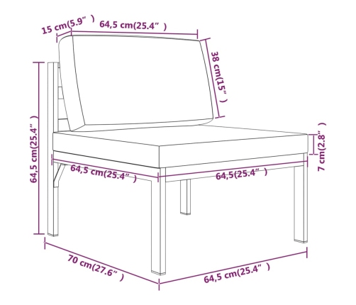 Set muebles de jardín 6 pzas y cojines aluminio gris antracita