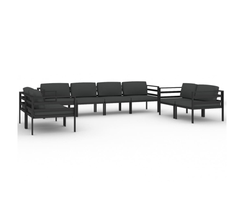 Set muebles de jardín 8 pzas y cojines aluminio gris antracita