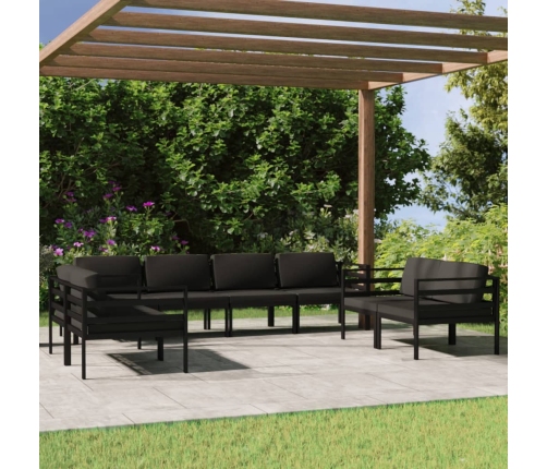 Set muebles de jardín 8 pzas y cojines aluminio gris antracita