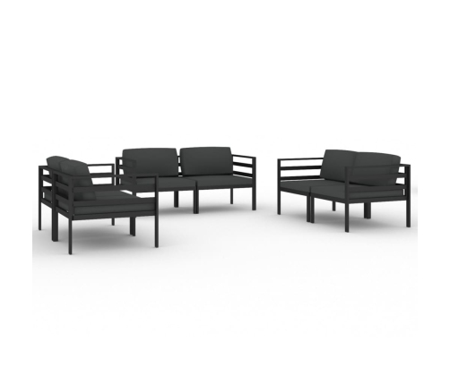 Set muebles de jardín 6 pzas y cojines aluminio gris antracita