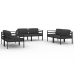 Set muebles de jardín 6 pzas y cojines aluminio gris antracita