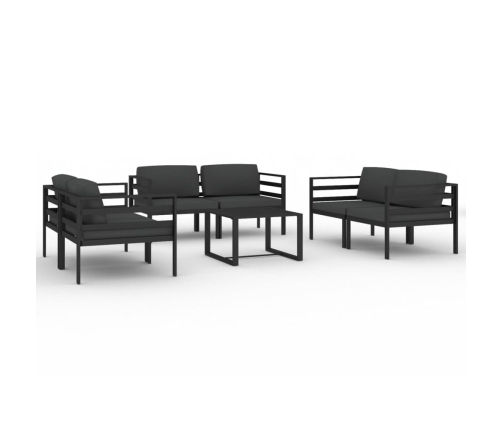 Set muebles de jardín 7 pzas y cojines aluminio gris antracita