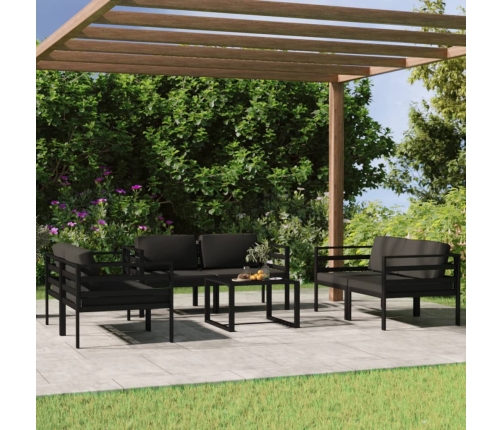 Set muebles de jardín 7 pzas y cojines aluminio gris antracita