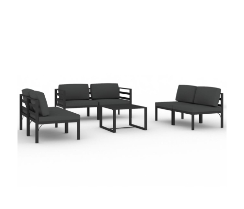 Set muebles de jardín 7 pzas y cojines aluminio gris antracita