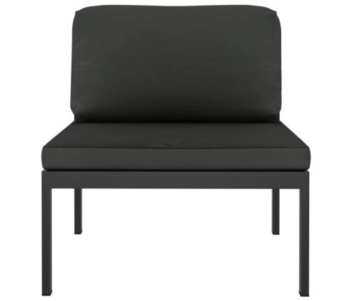 Set muebles de jardín 7 pzas y cojines aluminio gris antracita