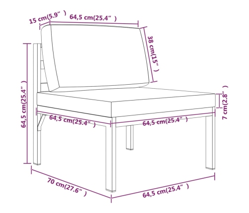 Set muebles de jardín 7 pzas y cojines aluminio gris antracita
