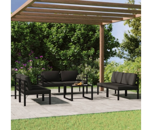 Set muebles de jardín 7 pzas y cojines aluminio gris antracita