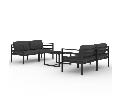 Set muebles de jardín 5 pzas y cojines aluminio gris antracita