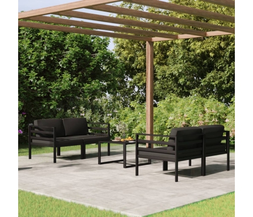 Set muebles de jardín 5 pzas y cojines aluminio gris antracita