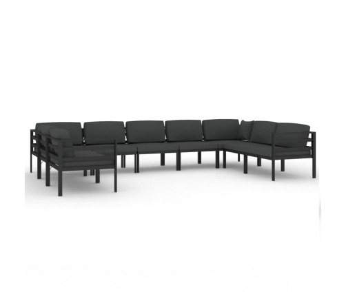 Set muebles de jardín 9 pzas y cojines aluminio gris antracita